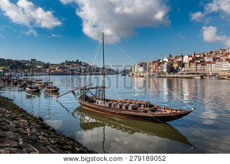 Porto Boat With Wine Barrels