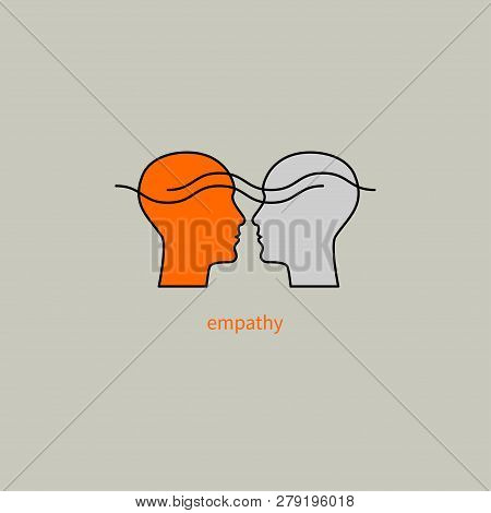 Emotional Intelligence, Logo Two Human Profiles, Coaching Icon, Psychologist, Empathy Symbol, Psychi