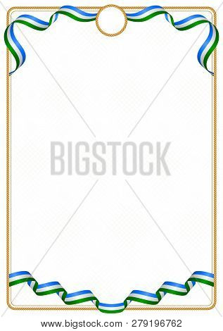 Frame And Border Of Ribbon With The Colors Of The Bashkortostan Flag, Template Elements For Your Cer