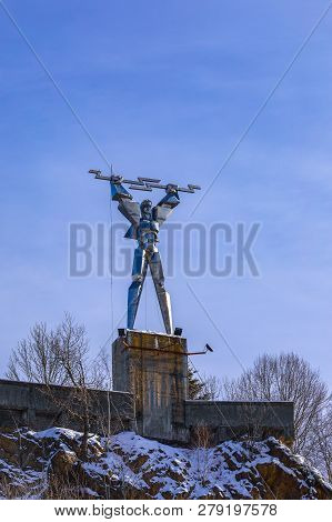 Prometheus Statue Next To Vidraru Dam In Romania