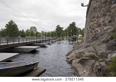 Bridge From The 15th-century Medieval Castle Wall Olavinlinna (olofsborg) In Savonlinna, Finland