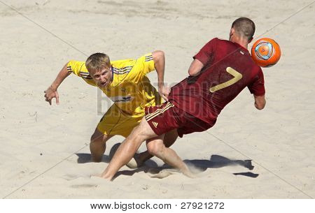 Beach-Soccer-Spiel zwischen der Ukraine und Russland