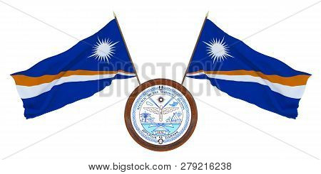 196. National Flag  And The Coat Of Arms 3d Illustration  Of  Taiwan.  Background  With Flag Of Taiw