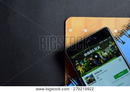 Bekasi, West Java, Indonesia. January 18, 2019 : Roblox Dev App On Smartphone Screen. Roblox Is A Fr