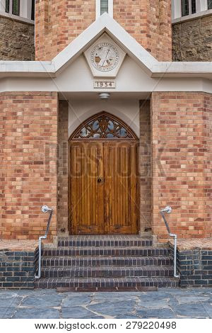 Carnavon, South Africa, September 1, 2018: Main Entrance Of The Dutch Reformed Church In Carnavon In