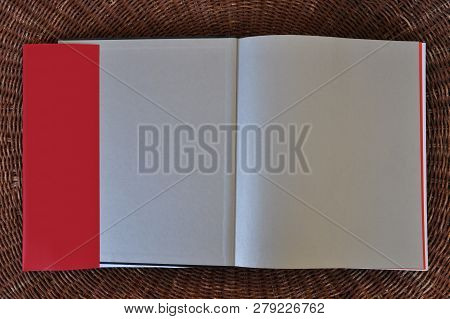 Blank Book Pages Paper Background And Dust Jacket Flaps With Place For Your Text. Design Element.