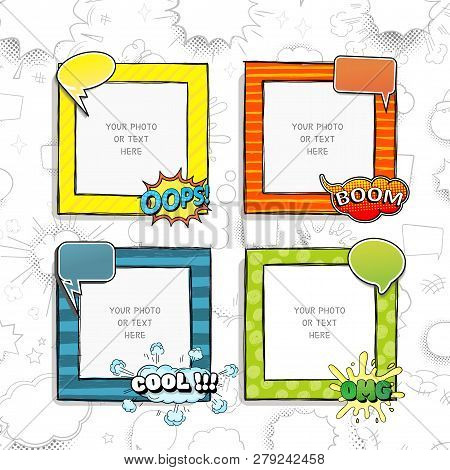 Cartoon Art Styles. Decorative Comic Vector Template Frames. Those Photo Frames You Can Use For Kids