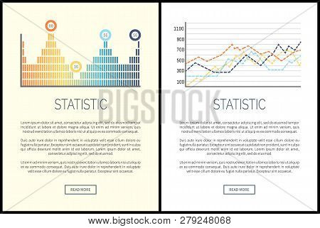 Statistic And Analysis, Flowcharts Visualization Of Results Vector. Schemes And Numeric Data, Web Wi