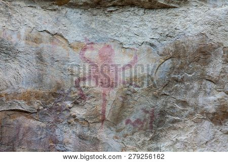 Prehistoric Paintings On Rock Known As Petroglyphs In The Municipality Of Facatativa In Colombia