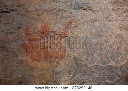Prehistoric Paintings On Rock Known As Petroglyphs In The Municipality Of Facatativa In Colombia