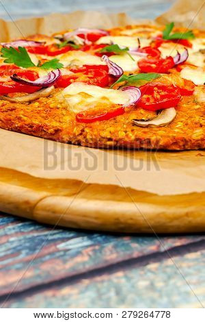 Pizza With Blat Of Sweet Potato And Oat Seeds