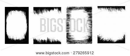 Brush Strokes Set Hand Drawn Scribble Abstract Vector Illustration. Border Design Template.