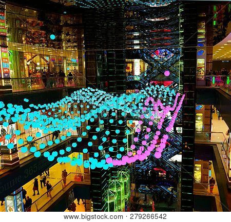 Moscow, Russia, January 2019: Moscow Shopping Center European Shopping, Holiday, New Year Design Of 