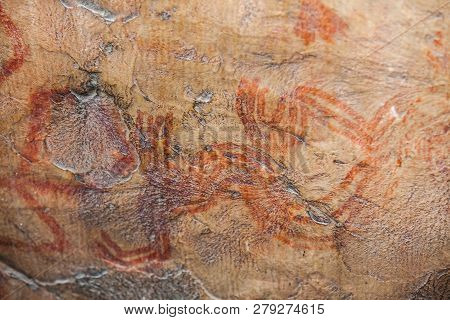 Prehistoric Paintings On Rock Known As Petroglyphs In The Municipality Of Facatativa In Colombia