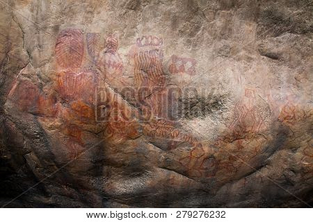 Prehistoric Paintings On Rock Known As Petroglyphs In The Municipality Of Facatativa In Colombia