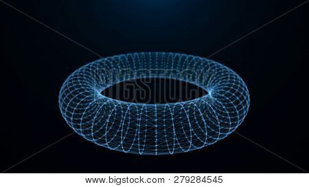 Ai Element. Big Data Visualization. 3D Rendering. Abstract Digital Blue Grid. 3D Portal. Futuristic