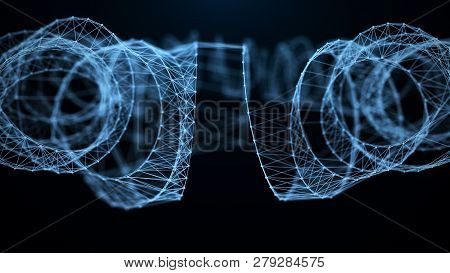 Ai Element. Big Data Visualization. 3D Rendering. Abstract Digital Blue Grid. 3D Portal. Futuristic