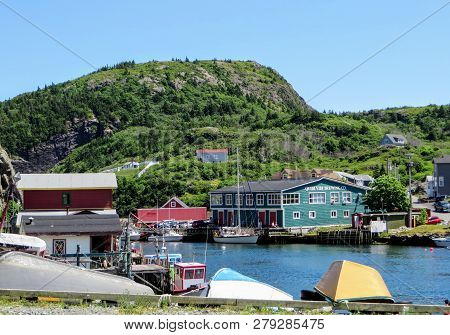 Quidi Vidi, Newfoundland, Canada - July 13th, 2014: An Interesting View Of The Small Fishing Village