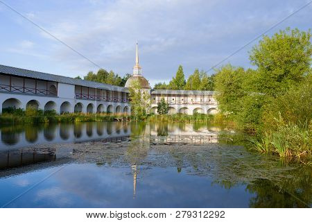 Quiet September Morning At The Monastery Pond Of The Tikhvin Assumption Monastery. Leningrad Region,