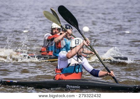 Veliky Novgorod, Russia - On June 13: Russian Cup Stage (polo Canoe) On The Volkhov River In Veliky 