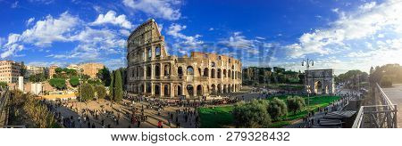 Colosseum In Rome, Italy, Europe, 180 Degress Panorama