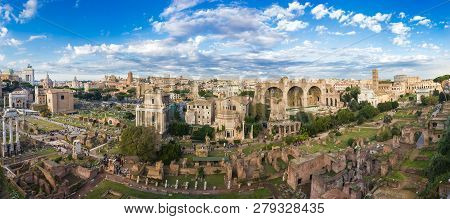 Forum In Rome, Italy, Europe, 180 Degress Panorama