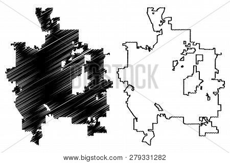 Colorado Springs City (united States Cities, United States Of America, Usa City) Map Vector Illustra