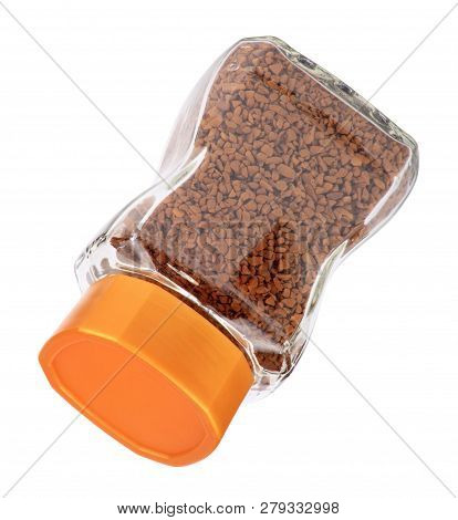 Jar Of Instant Coffee Isolated At Dry Sunny Summer Day