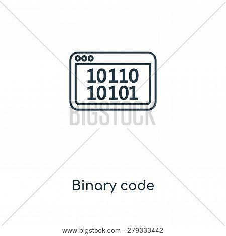 Binary Code Icon In Trendy Design Style. Binary Code Icon Isolated On White Background. Binary Code 