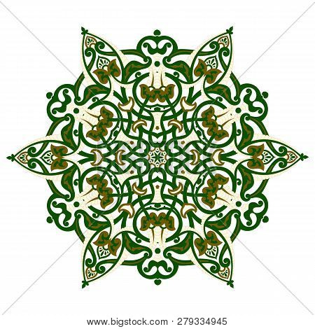 Traditional Kalamkari Ornamental Floral Paisley Design. Ornament Background. You Can Use This Patter