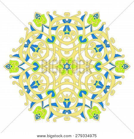 Traditional Kalamkari Ornamental Floral Paisley Design. Ornament Background. You Can Use This Patter