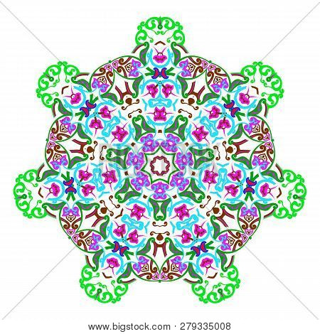 Traditional Kalamkari Ornamental Floral Paisley Design. Ornament Background. You Can Use This Patter