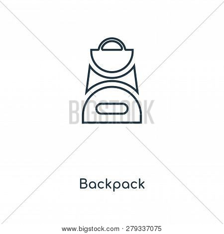 Backpack Icon In Trendy Design Style. Backpack Icon Isolated On White Background. Backpack Vector Ic