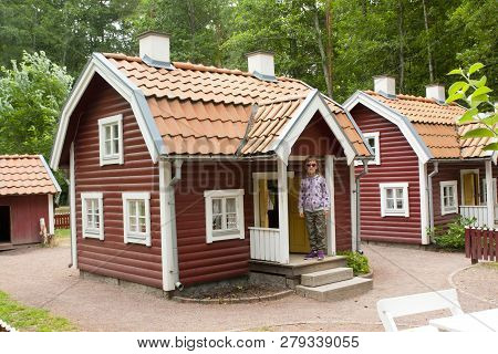 Vimmerby, Sweden - June 19 2018- Astrid Lindgren World, Astrid Lindgrens Varld Theme Park. Bullerby