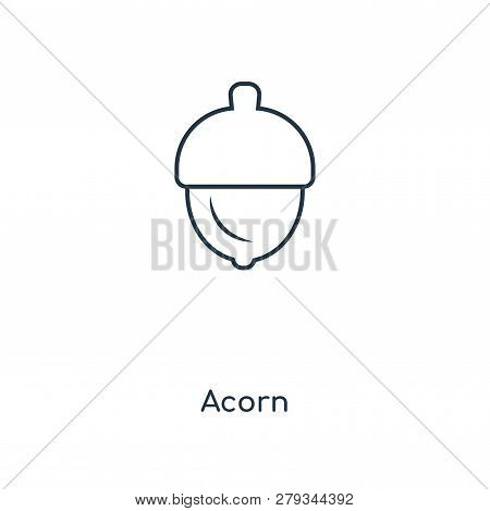 Acorn Icon In Trendy Design Style. Acorn Icon Isolated On White Background. Acorn Vector Icon Simple