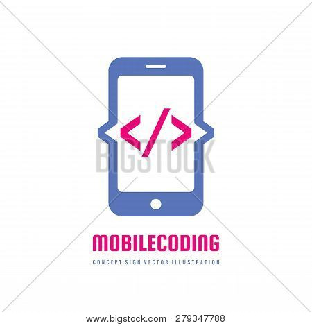 Mobile Programming Code - Vector Business Logo Template Vector Illustration. Coding Concept Sign. Mo