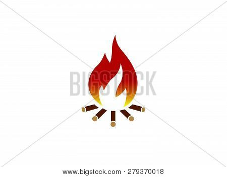 Fire, Burning Wood, Campfire With Flame Logo