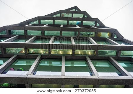 Poznan, Poland - November 16, 2018: Low Perspective Of The Modern Baltyk Office Building On The Roos