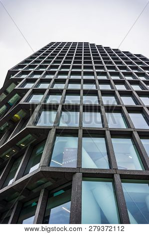 Poznan, Poland - November 16, 2018: Close Up Of The Modern Baltyk Office Building On The Roosevelta 