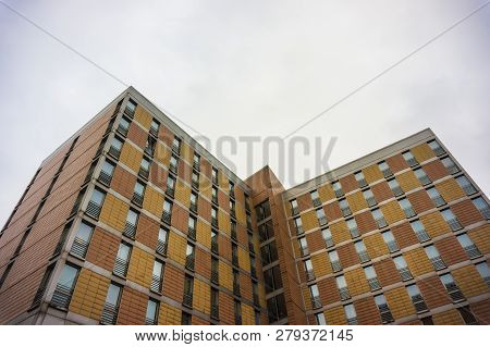 Poznan, Poland - November 16, 2018: Close Up Of The Mercure Hotel Building On The Roosevelta Street 