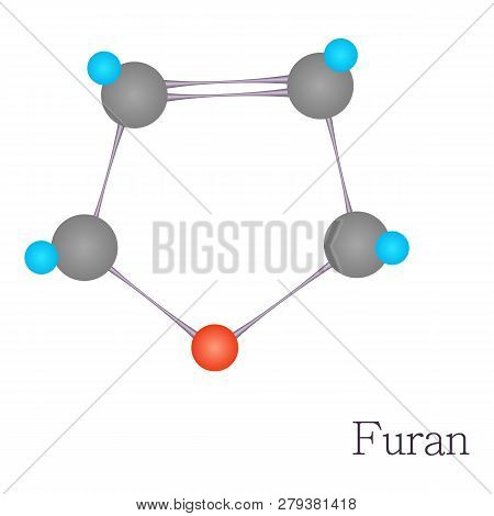 Furan 3d Molecule. Cartoon Illustration Of Furan 3d Molecule For Web Design