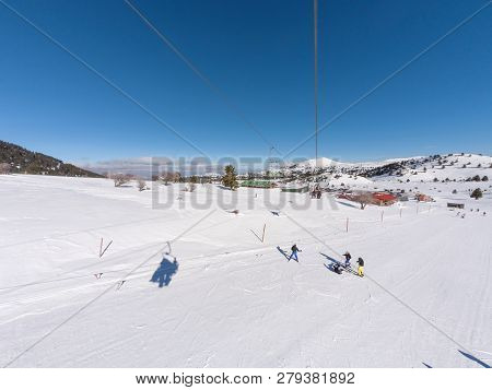 View From The Lift In Kalavrita Ski Resort In A Sunny Day