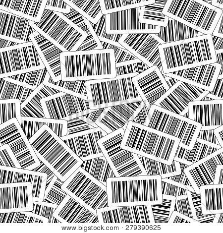 Bar Codes Seamless Pattern. Barcodes. Black And White Vector Illustration.