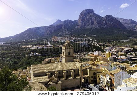 Top View Of The Ancient City Polop Marina- Baja Alicante In Spain.