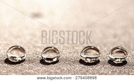 Water Droplets On Moisture Resistant Fabric Close Up