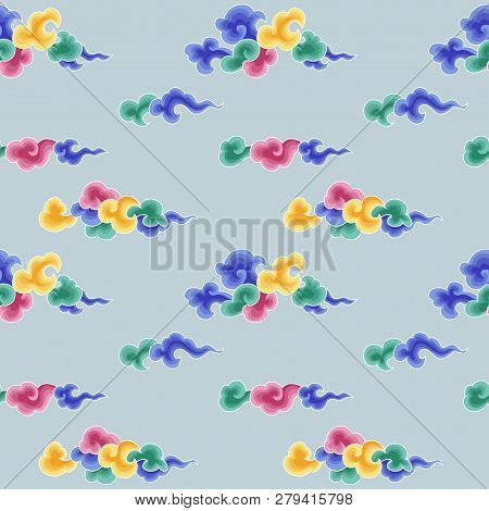 Chinese Clouds Seamless Background. Can Be Used As A Textile Pattern.