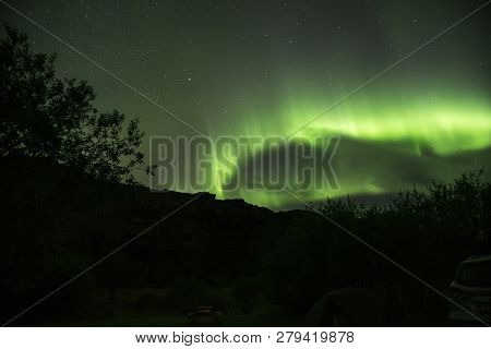 The Aurora Borealis, Shot At A Campground In Northern Iceland