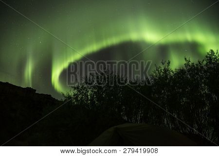 The Aurora Borealis, Shot At A Campground In Northern Iceland