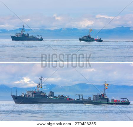 Naval Minesweeper In Avacha Bay On Kamchatka In Russia