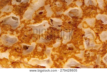 Texture Of A Cooked Thin Pancake Closeup
